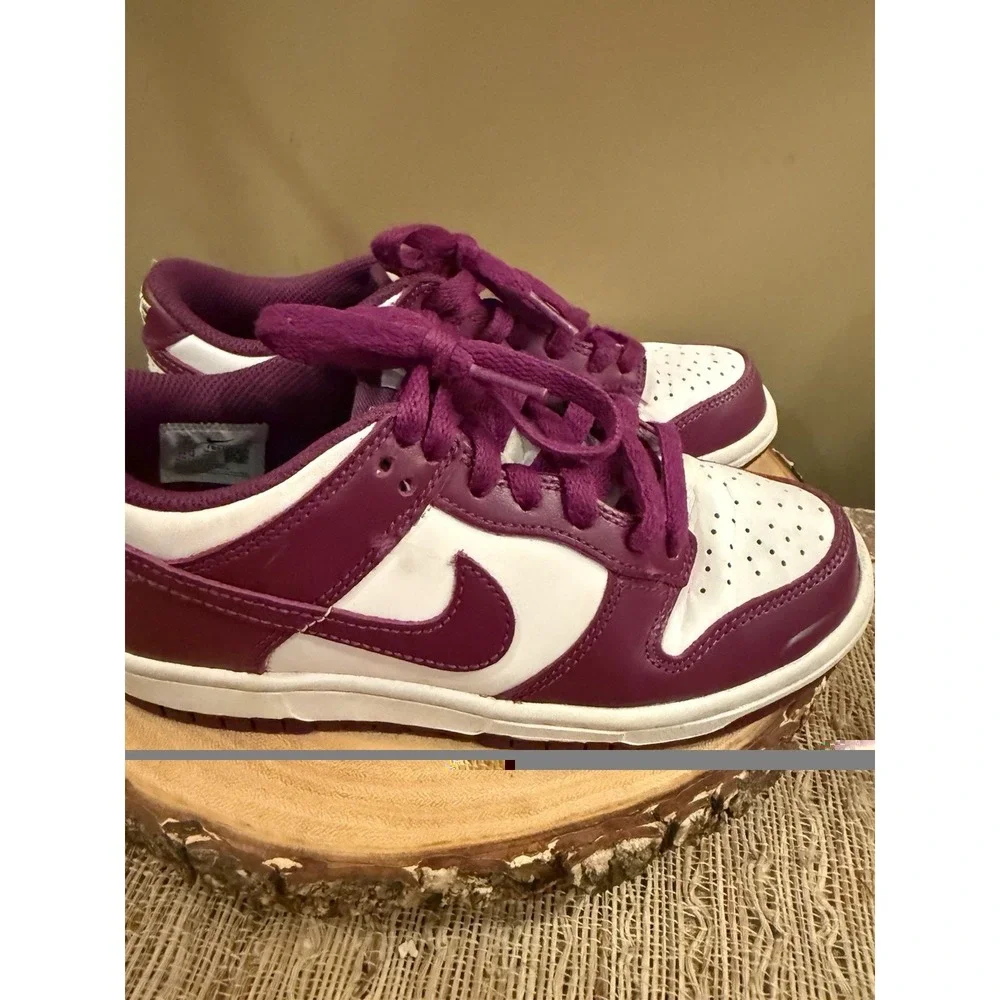 Nike Dunk Low White Purple Leather - Size Kids 4Y FB9109-110